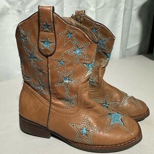 Wonder Nation brand cowboy cowgirl western leather boots little girls size 12